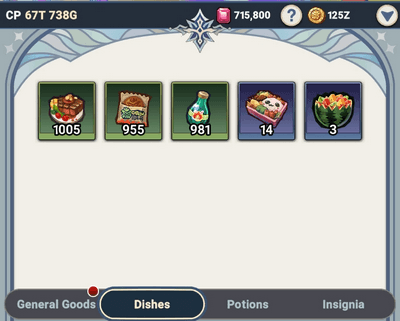 Dishes interface - Seven Knights Idle Adventure