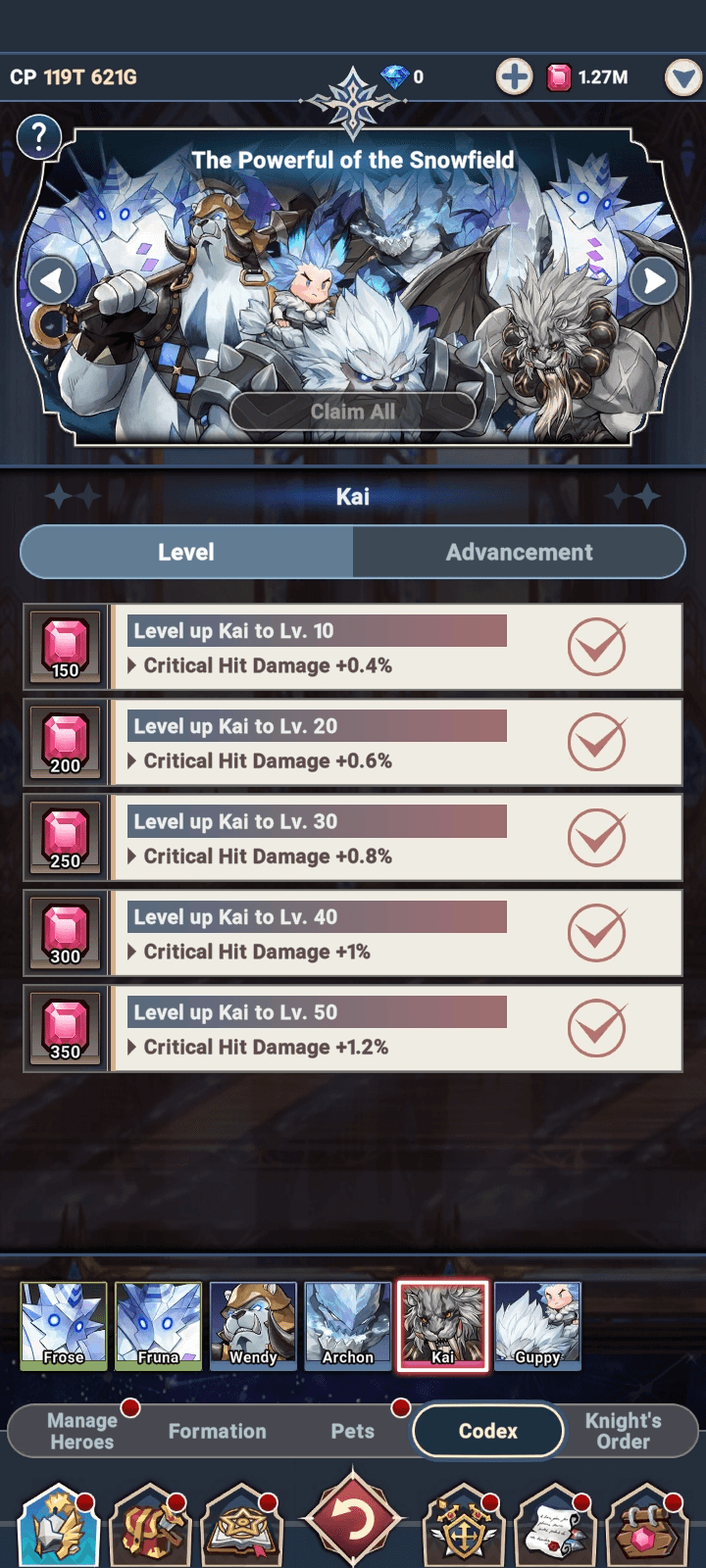 Epic hero Codex Kai interface - Seven Knights Idle Adventure