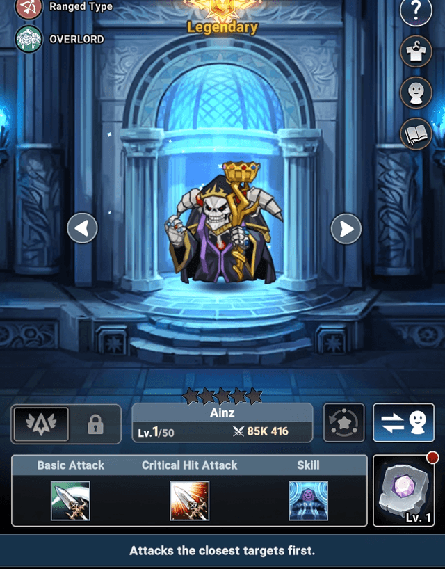 Ainz in hero interface