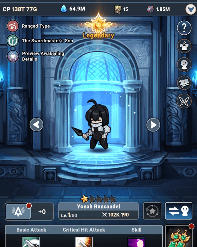 Assassin Yonah at level 1 and one star - Seven Knights Idle Adventure