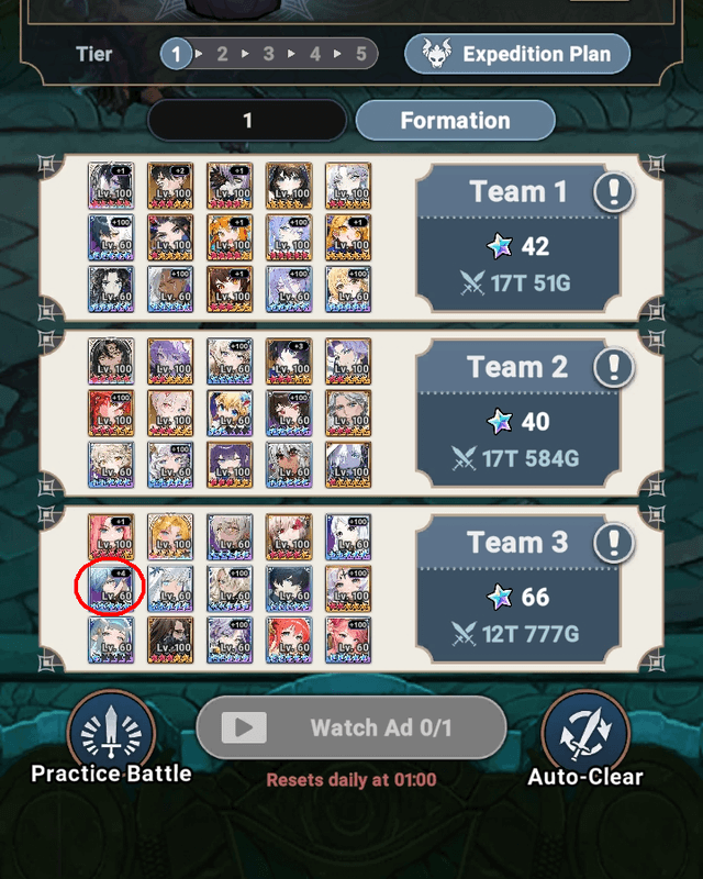 Crescent Moon Ace in team 3 Abyss Expedition - Seven Knights Idle Adventure