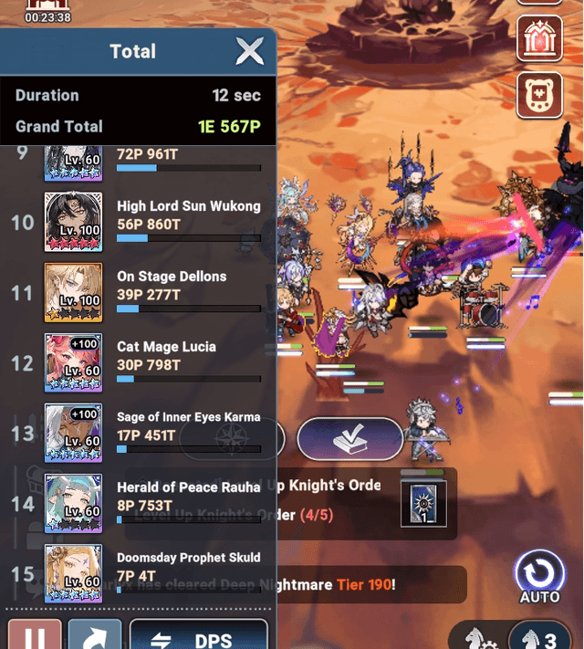 Doomsday Prophet Skuld last place on the DPS meter, weaker than Herald of Peace Rauha - Seven Knights Idle Adventure