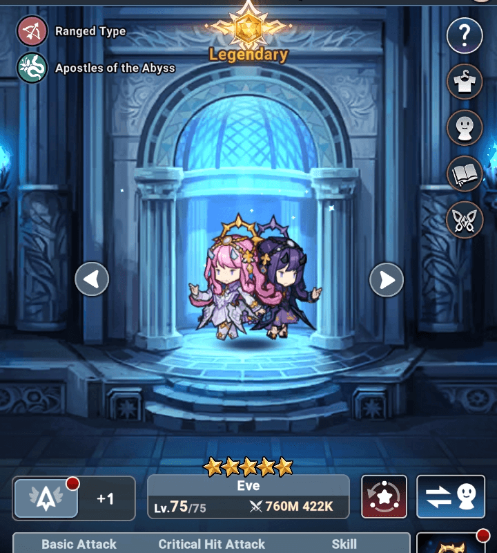 Eve 5 stars level 75 in hero interface - Seven Knights Idle Adventure
