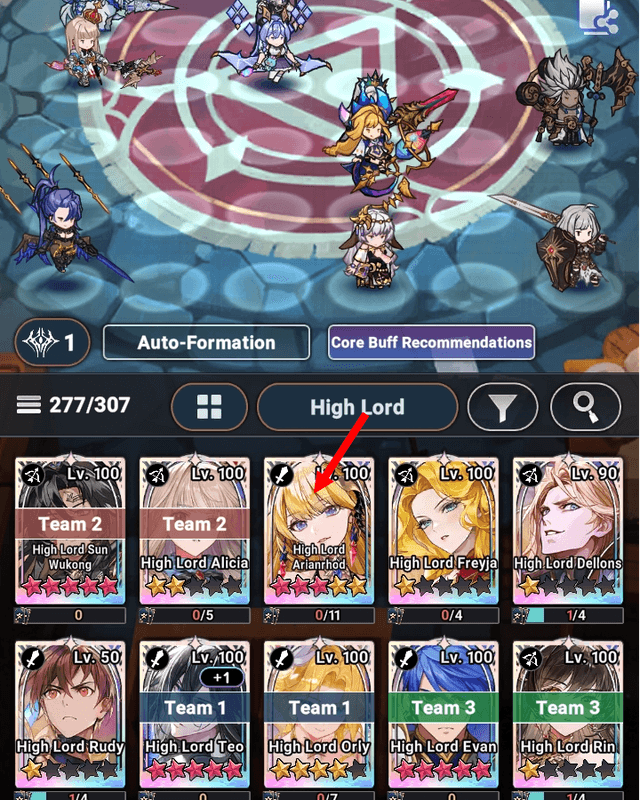 High Lord Arianrhod not selected in PvP Celestial - Seven Knights Idle Adventure