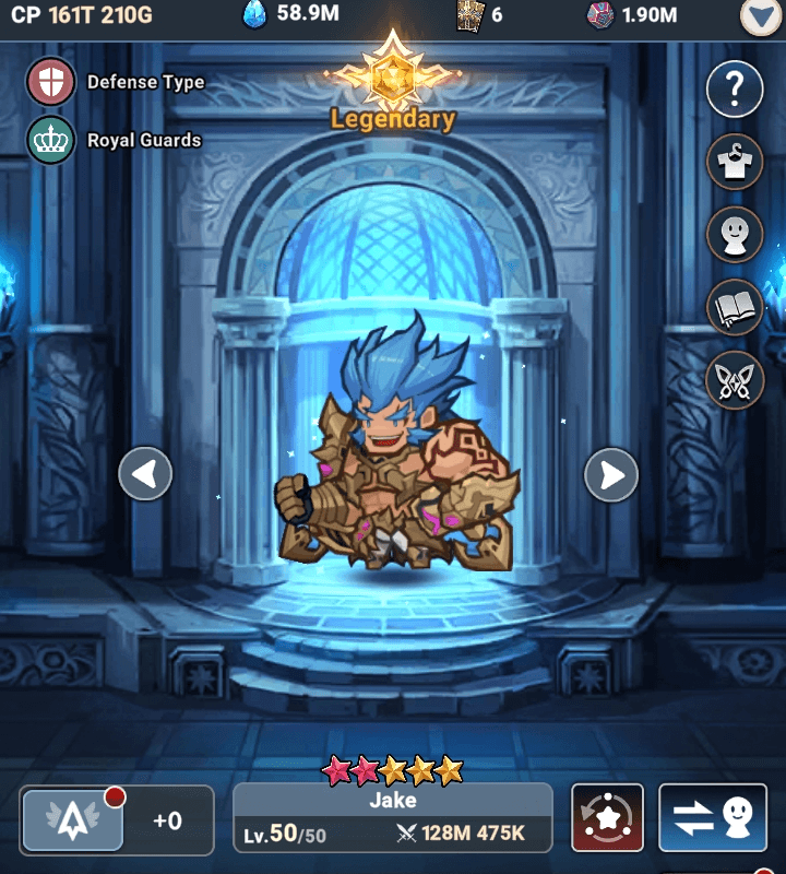 Jake at level 50 with 7 stars in the hero interface - Seven Knights Idle Adventure