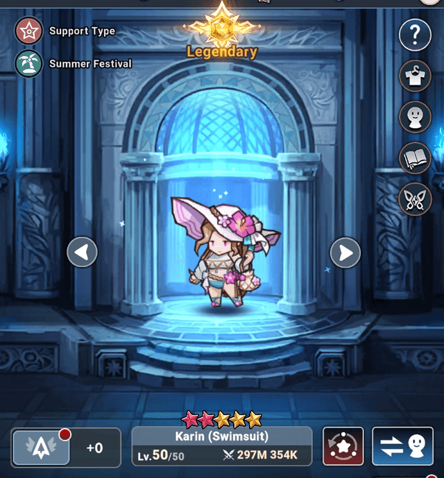 Karin swimsuit 7 stars lvl 50 in hero interface - Seven Knights Idle Adventure