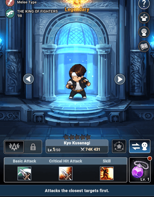 Kyo Kusanagi in hero interface