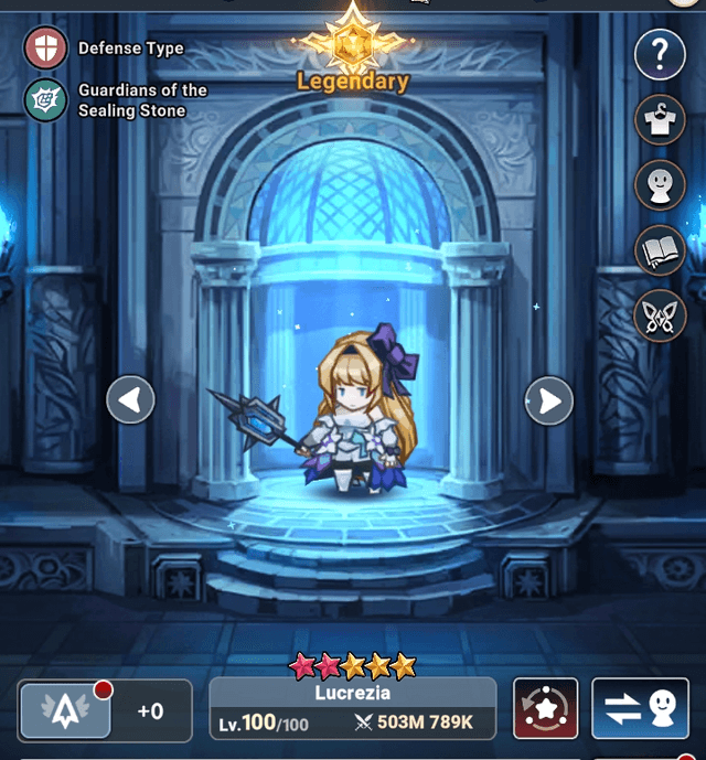 Lucrezia lvl 100 7 stars in hero interface - Seven Knights Idle Adventure