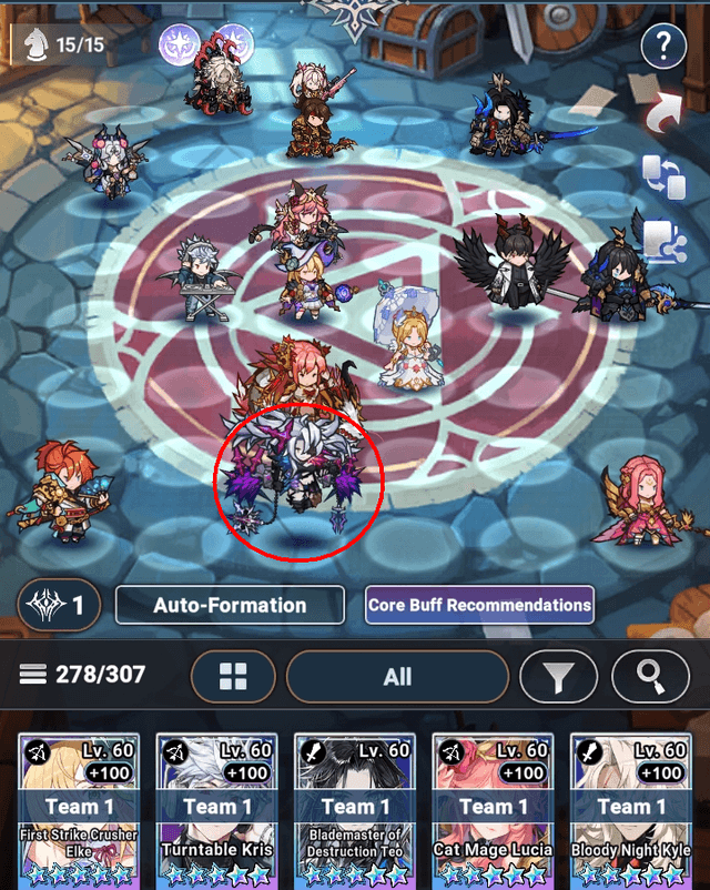 Mist in celestial arena formation - Seven Knights Idle Adventure