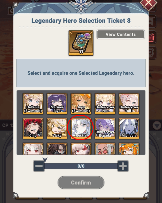 Restia in legendary hero selection ticket VIII - Seven Knights Idle Adventure