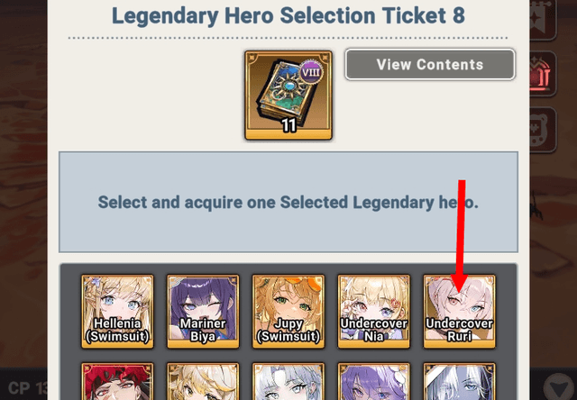 Undercover Ruri in hero selection ticket VIII - Seven Knights Idle Adventure