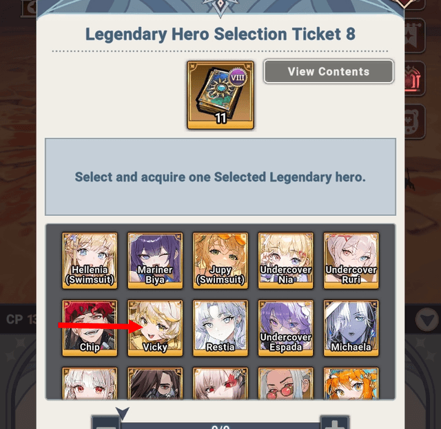 Vicky in hero selection ticket VIII - Seven Knights Idle Adventure