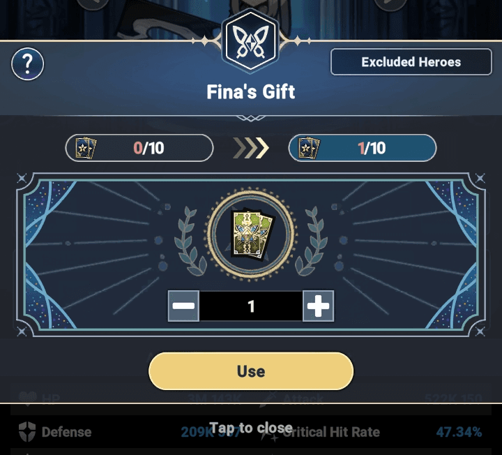 Fina's gift exchange card interface