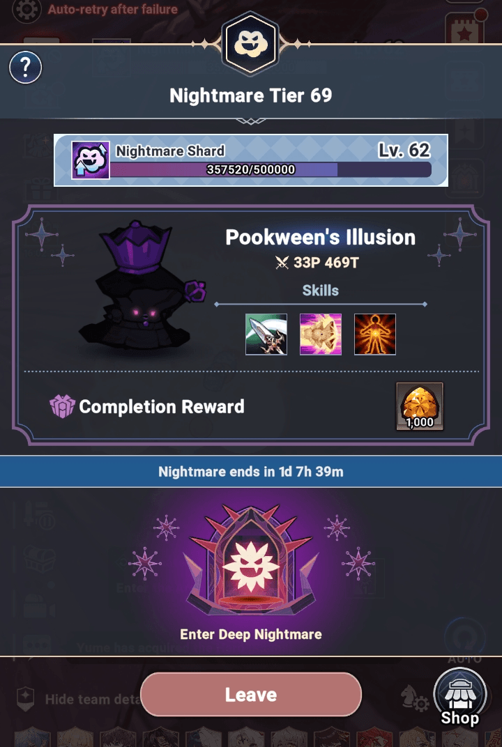 Nightmare mode interface - Seven Knights Idle Adventure