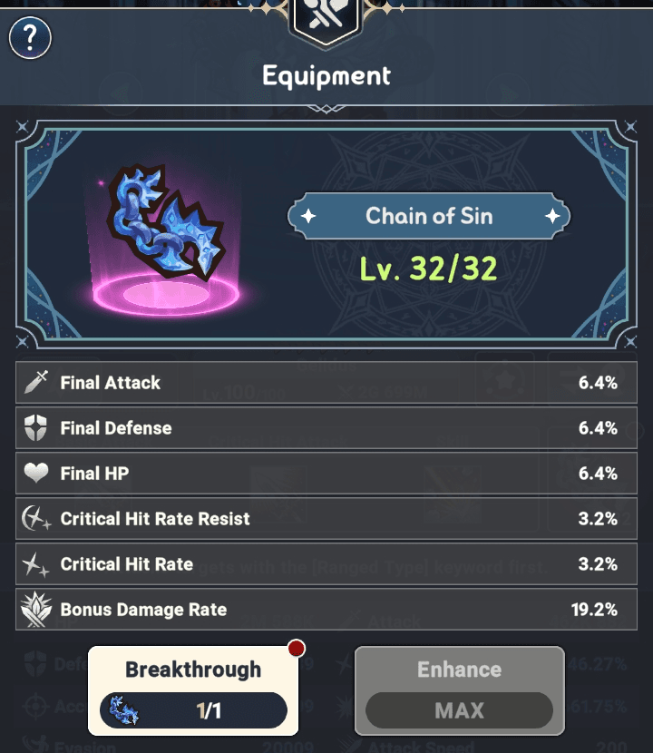 Hero 6+ stars equipment bonus stats - Seven Knights Idle Adventure