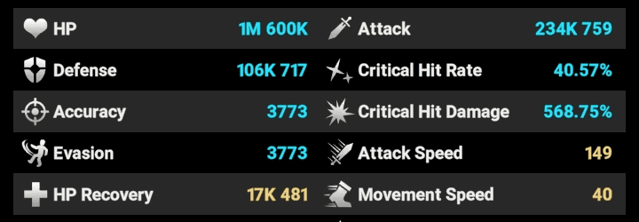 Hero stats interface - Seven Knights Idle Adventure