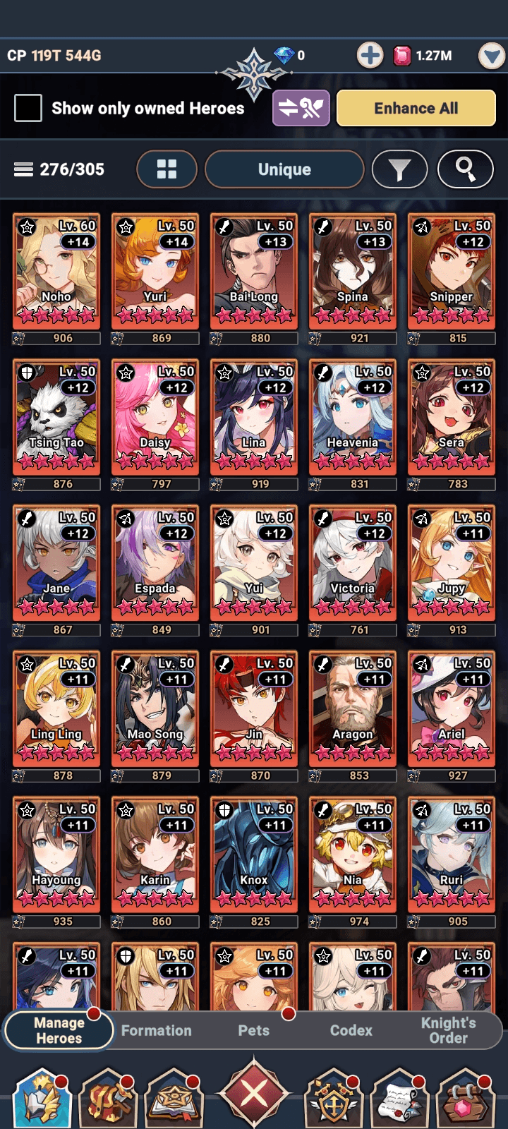 Unique heroes interface - Seven Knights Idle Adventure